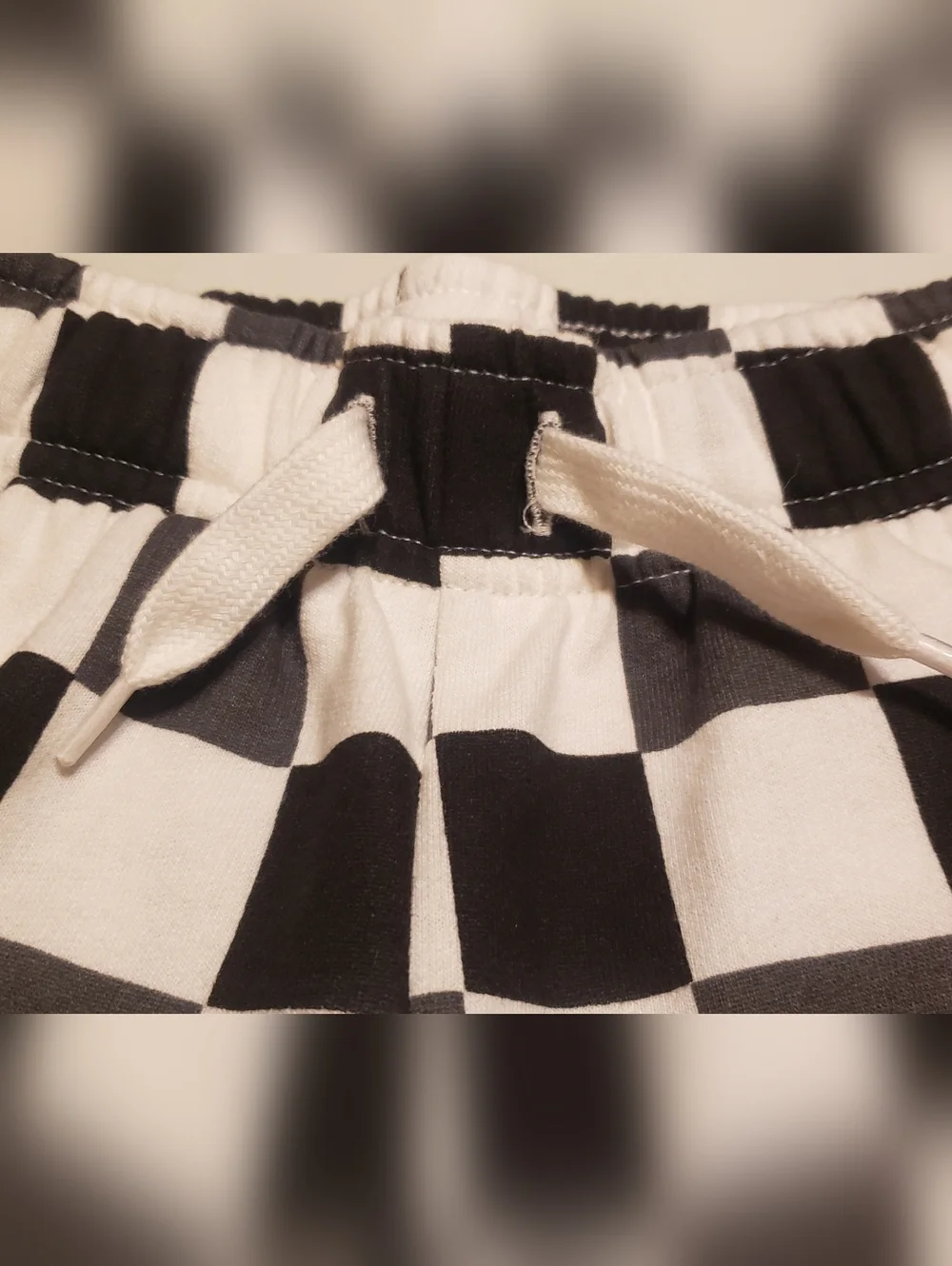 Cat & Jack Black and White Checkerboard Drawstring Shorts - Picture 4 of 6